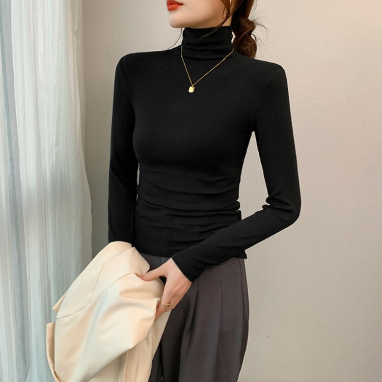 ハイネック レディース 長袖 Tシャツ カットソー インナーシャツ 下着 長袖 大きい...