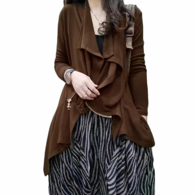 アシンメトリー 大きいサイズ ブルゾン レディース 秋 アウター アシンメトリー ライトアウター 羽織 ロングジャケット 変形 無地 ジャケット 通学 カジュアル M L XL 2XL