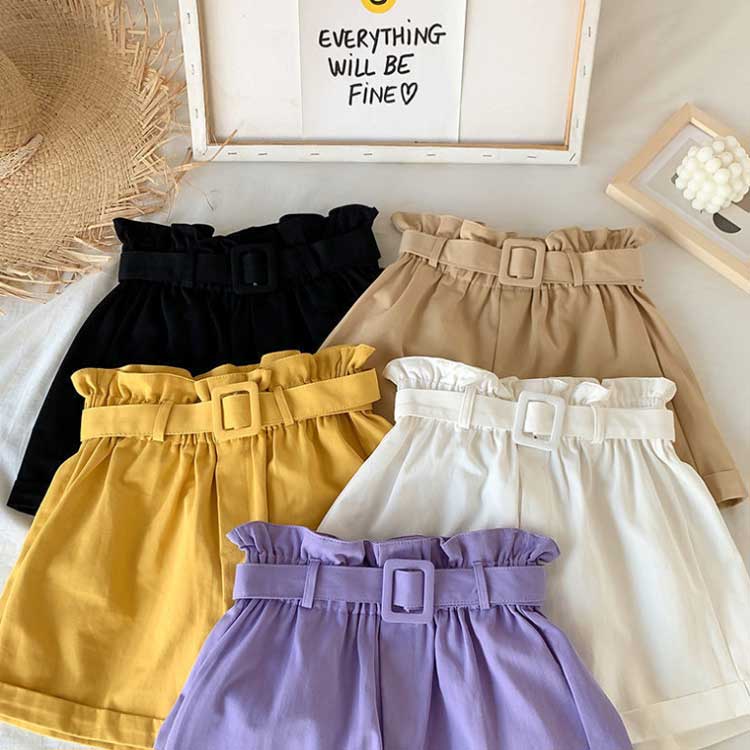 キッズ 女の子 ショートパンツ 半ズボン 子供服 フリル ショーパン ジュニア 無地 ...