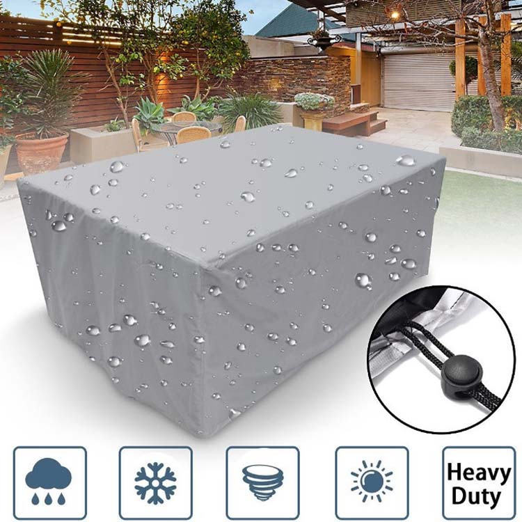家具カバー 屋外 屋内 多機能 梅雨対応 四季通用 大型防水 大型パティオカバー 屋外家具カバー 長方形 テーブル 椅子 ソファカバー 防塵カバー 防水 家具 保護 ガーデン テーブルカバー 夏用 UVカット 紫外線対策 耐久性 紐付き 黒 ブラック シルバー [2]