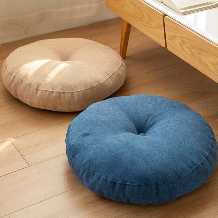 座布団 フロアクッション 円形 47*47cm 丸型 チェアパッド カバー付き ふわふわ 体圧分散 ごろ寝クッション 椅子用 チェアクッション ラウンドタイプ 和室 洋室 丸洗い お洒落 高級感 ナチュラル 北欧風 送料無料 [2]