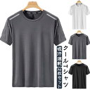 クールTシャツ ひんやり 半袖 Tシャツ 接触冷感 2枚セット 吸汗速乾 トップス クールネック 通気性 メッシュ生地 ドライ メンズ 大きいサイズ アウトドア...