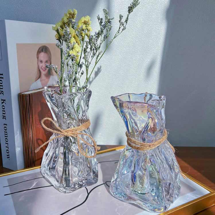 花瓶 お洒落 フラワーベース ランダムシェイプ オーロラ ガラス 可愛い 小さい 一輪挿し 花束 生花 ドライフラワー インテリア シンプル 北欧風 花器 装飾 リビング 玄関 ギフト プレゼント 送料無料 [2]