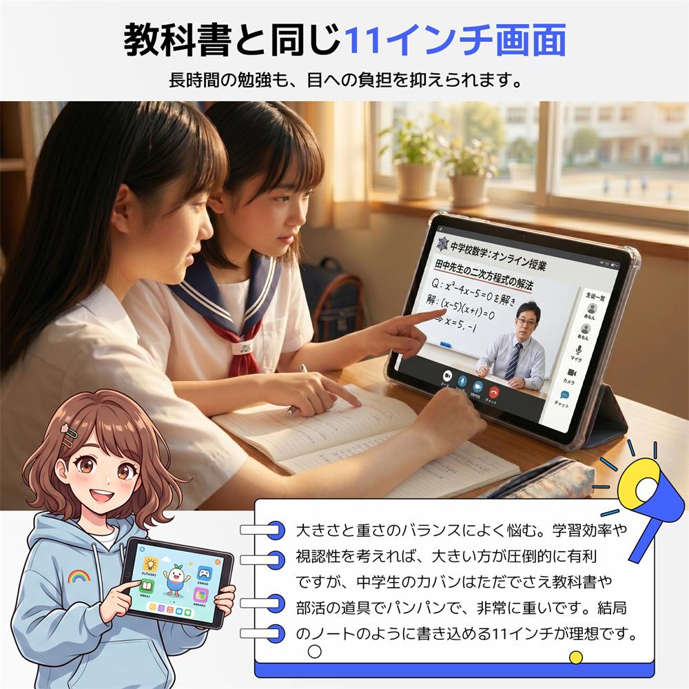 タブレット Android16 11インチ 大画面 android タブレットPC本体 12GB+64GB 8000mAh大容量 仕事用tablet Netflix YouTube Gemini AI ケース付き 子供保護モード - Image 3
