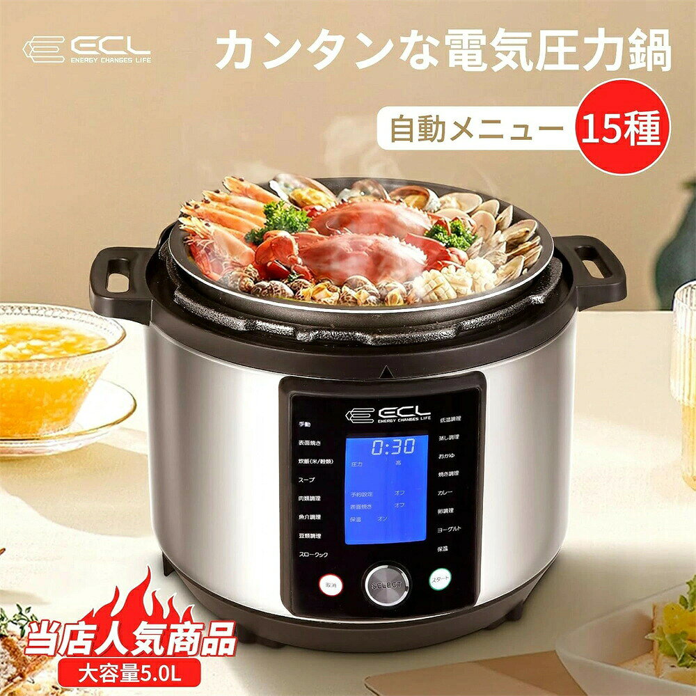 【2-4営業日発送】電気圧力鍋 簡単操作 低温調理 自動調理 レシピ付き 電気代 一台...