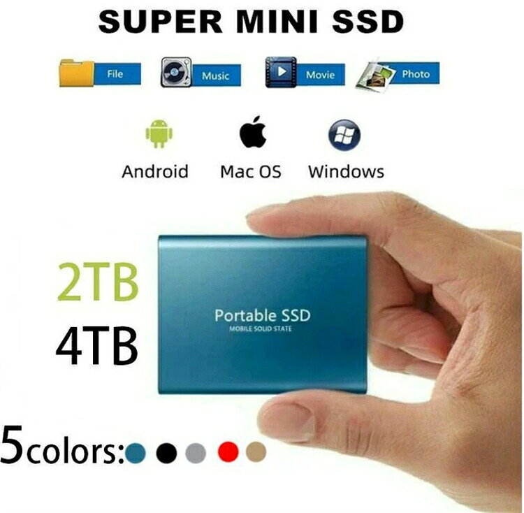 ポータブルSSD 外付けSSD 外付けハードディスク 500GB 1TB 2TBITEM INFORMATION 商品名 ポータブルSSD 2TB 4TB ハードディスク USB3.1 外付け 耐衝撃 強互換性 トランセンド 外付け ポータブルハードディスク 商品番号 w206 商品詳細 【商品説明】 コンパクトサイズでありながら大容量 色：ブラック、 、ブルー 、レッド 材料：アルミニウム合金 インターフェース：USB 3.1第1世代 互換システム：Windows XP/Vista/7/88.1/10、オペレーティングシステムX 10.6、Linuxカーネル2.6 OTG対応のモバイル機器対応システムAndroid 5.0および以上の機器 【特徴】 ?1.USB 3.1高速転送 ?2.大容量 あなたの全世界を保存して、歌、ドキュメント、写真、ビデオを保存して、あなたの仕事と学習の需要を満たすことができます。 ?3.OTGコネクタ USB-Cインターフェースケーブル+USB-A-Cコネクタは、ドライバを直接あなたの携帯電話に接続し、すぐにファイルにアクセスします。 ?4.薄型携帯設計 省スペースのSSDはユーザーの携帯に便利です。 ?5.耐衝撃 高強度のアルミニウム合金シェルは，アルミニウム合金が急速に熱伝導する性能を持つため，製品表面は使用中より高いバルク温度を持つ。 ?6.強互換性 USB 3.1はUSB 2.0に対応し、テレビ、携帯、タブレット、カメラ、PS 4、XBOXなどの設備をサポートします。 注意事項 【※【下記の場合も返品?交換をお受けできません】 ? ご使用済?洗濯済場合 ? お客様の元できずまたは破損?汚損が生じている場合 ? 商品ににおいが付着している場合 ? 過度な返品?交換を繰り返している場合 ? 転売目的であると弊社が判断した場合 　 （弊社が転売目的と判断した場合を含みます） ※取り扱い上のご注意をよくお読みの上ご使用下さい。 ●機械による生産過程において、生地を織る際の糸の継ぎ目、ほつれなどが生じている場合がございますが、品質上の問題はございません。 ●使用するパソコンのモニター設定や部屋の照明により多少、色の変化が感じられる場合がございます。 ●大量生産の為、生産時期により、若干カラーの違いやサイズに誤差がございます。予めご了承下さいませ。 ●商品に使用している生地や素材上、臭いが気になる場合がございます。 ●色味が異なる?臭いなどの理由の交換?返金はお受けできません。ご了承くださいませ。 ※商品仕様は、予告無く仕様変更される場合がございます。予めご了承下さい。 ※ショットすると芝部分を傷つける恐れがありますので、予めご了承下さい。 ※商品画像につきましては、モニターの種類?設定等により、実際の商品とは素材感や色味が異なる見え方をする場合があります。 ※お使いの端末やモニターにより、実物と若干の色味の違いが感じられる場合がございます。恐れ入りますがあらかじめご了承下さい。 ※運送事故により箱が潰れる可能性がございます。 ※お問い合わせとメールを承りますので、質問や苦情を相談して有効に解決しましょう。勝手に悪いレビューをしないでお願い致します。 ※モニターの違いにより、実際の商品の色が画像と異なる場合があります。 ※手動測定とは異なるため、わずかな寸法の違いを許容してください。 ※本製品を使用する事により発生した事故、損傷、破損、損害等に関して弊社では責任を負いかねます。 ※販売している商品は全て新品未使用です、倉庫から出荷前に検品必要ですので、箱を開封する場合もございます、予めご了承くださいませ。 ※初期不良の場合は到着後3営業日以内にご連絡ください。