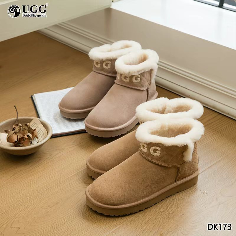 【D&K UGG】ローブーツのスノーブーツ ローカット ムートンブーツ レディース 牛スエード ウール裏地 防寒 あったか 冬 おしゃれ オーストラリア製品 ふわふわ あたたかい 正規品 DK173