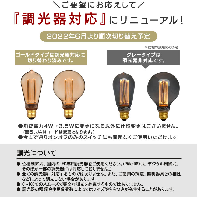 【ノスタルジア】エジソン バルブ LED電球 E26 エジソン電球 エジソンランプ LED おしゃれ レトロ ノスタルジック 裸電球 フィラメント風 電球色 グレー 黒 ゴールド