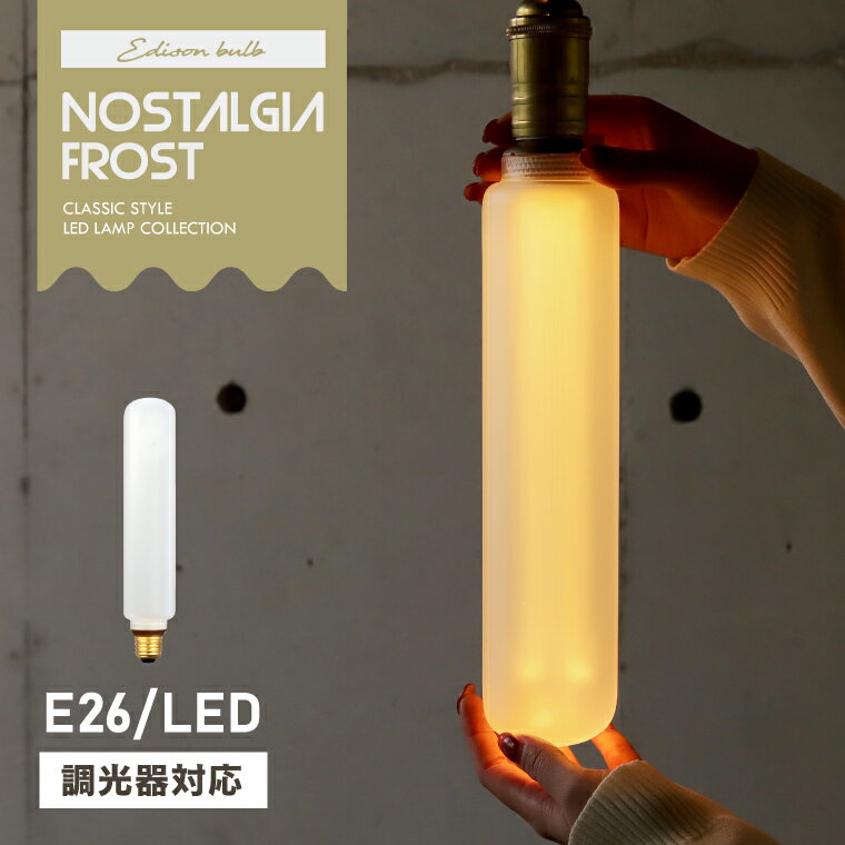 【単品】調光器対応 E26ノスタルジアBIGチューブフロスト エジソンバルブLED エジソン電球 フロストガラス 艶消し マ…