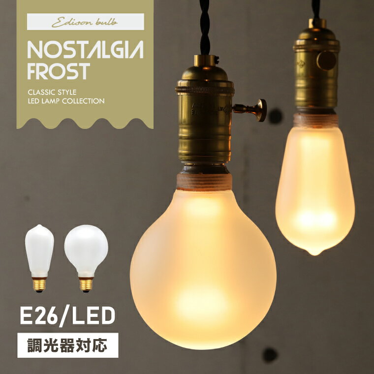 【単品】調光器対応 フロスト LED電球 E26 エジソンバルブLED ノスタルジア フロストガラス すりガラス 艶消し エジ…