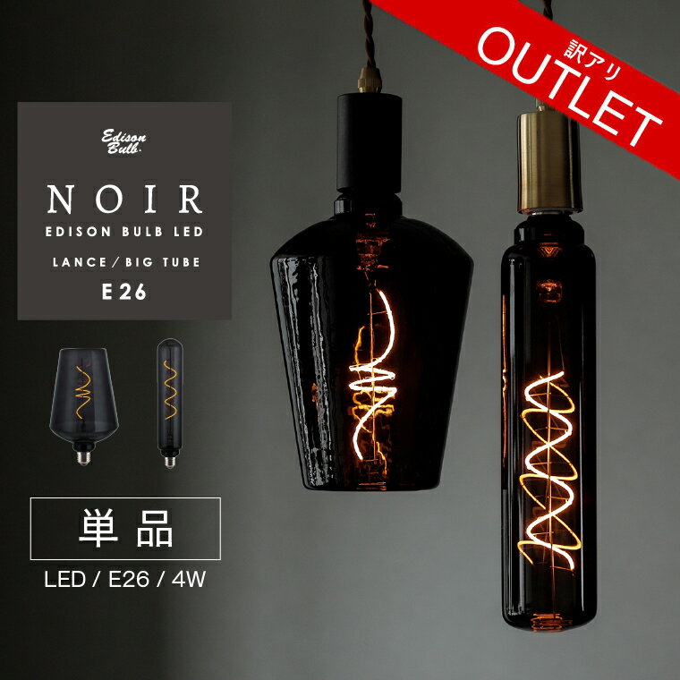 【訳アリ】ランスノワール / BIGチューブノワール エジソンバルブLED E26 訳あり LANCE / BIG TUBE NOIR エジソン電球 LED電球(口金E26) アウトレット B品