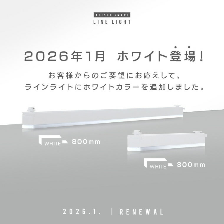 【新色ホワイト追加】エジソンスマート ラインライト 300mm 800mm スマート照明 LED ライン照明 ダクトレール照明 天井用 壁面 バーライト ベースライト 棒状 Wi-Fi アプリ アレクサ対応 グーグルホーム対応 音声操作 タイマー 自動化 遠隔 調光調色 ブラック ホワイト