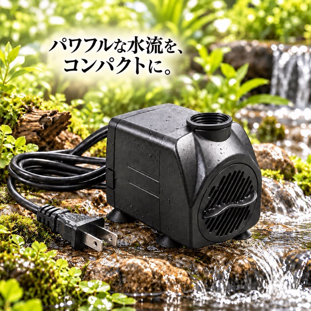商品情報商品名水中ポンプ 15W 最大流量800L/H 最大揚程1.6m 小型 循環ポンプ 静音設計 水槽用ポンプ 水中モーター 給水 排水 水循環 吸盤付き アクアリウム 水槽 水耕栽培 噴水 池 50/60Hz対応 1年間保証サイズ70X52X60mm15wです給水口径は10mm/12mm水排出量：800L/H 1.6メートル電源長さ1.5メートル商品説明DMB PETの15W水中ポンプは、最大流量800L/H・最大揚程1.6mのコンパクトな小型循環ポンプです。セラミックシャフトを採用し、静音・低振動に配慮した設計。吸盤付きで縦置き・横置きの両方に対応し、設置やお手入れも簡単です。水槽の水循環、アクアリウム、小型噴水、水耕栽培など幅広い用途で活躍。対象部品・モーターの1年間無料保証付きで、安心してご使用いただけます。特徴【最大流量800L/Hの安定した水流】15Wの小型モーターを搭載し、最大流量800L/H・最大揚程1.6mに対応。水槽内の水循環や小型噴水への給水など、さまざまな用途に活躍します。【 静音・低振動に配慮した設計】セラミックシャフトを採用し、運転時の振動や作動音を抑えることに配慮。室内のアクアリウムにも使いやすい設計です。【コンパクトで設置しやすい】約70×52×60mmの省スペース設計。水槽内のスペースを取りにくく、レイアウトに合わせて設置できます。【吸盤付きでしっかり固定】底面の吸盤で水槽内に固定可能。縦置き・横置きの両方に対応し、設置場所や使用目的に合わせて使い分けられます。【分解・清掃しやすい構造】メンテナンスに配慮した構造を採用。ポンプ内部にたまった汚れなどを清掃しやすく、日常のお手入れもスムーズです。【 幅広い用途に対応】水槽・アクアリウムの水循環をはじめ、小型噴水、庭池、水耕栽培、パルダリウムなど、さまざまな水まわりの設備に活躍します。水中ポンプ 15W 最大流量800L/H 最大揚程1.6m 小型 循環ポンプ 静音設計 水槽用ポンプ 水中モーター 給水 排水 水循環 吸盤付き アクアリウム 水槽 水耕栽培 噴水 池 50/60Hz対応 1年間保証 コンパクトな一台で、快適な水循環を 5