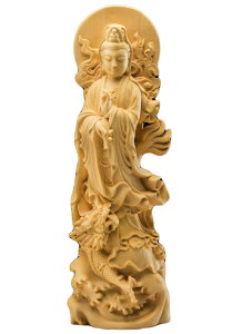 黄楊彫り 龍上観音 開運インテリア 開運 守護 仏像 木彫 彫刻 幸運 福運 守護 お守り 縁起物 運気 好転 五本爪 龍 皇帝龍 厄災 苦悩 救済 観音様 母の日 父の日 敬老の日 誕生日 プレゼント ギフト 贈り物 事務所開き お祝い事 仏像彫刻家 葉偉混