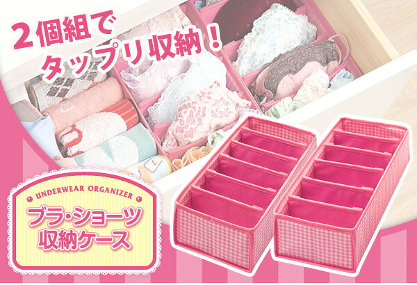 ブラ・ショーツ収納ケース2個組 ピンク A-03 ブラ ブラジャー ショーツ 下着 収納 ケース 靴下 ハンカチ ストッキング 収納ケース 収納BOX 収納ボックス 便利 グッズ おすすめ 通販 人気