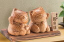 屋久杉 招き猫 2体セット 開運インテリア オブジェ 置物 天然木 屋久島 工芸品 開運 金運 財運 縁起物 商売繁盛 良縁 御縁 幸運 インテリア 事務所開き...