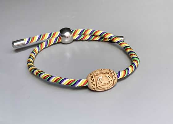 【ネコポス】【送料無料】「馬蹄と左馬」「当たり矢」「必勝祈願」五色紐ブレスレット 開運 幸運 シン..