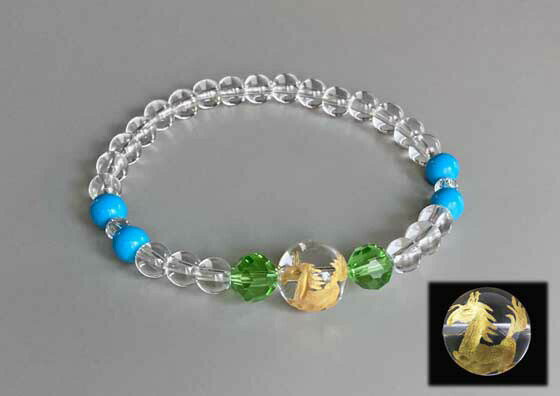 【ネコポス】【送料無料】水晶パワー 黄金の左馬 開運・縁起ブレスレット M/L ブレスレット パワースト..