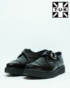 靴 ポインテッドトゥ モンクストラップ レザー ラバーソール TUK Pointed Buckle Creepers A8520 A8139 Black ローカット ブラック パンク ロカビリー メンズ