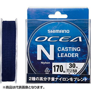 日本製の高分子量ナイロン樹脂を2種類ブレンド。独自の紡糸技術により、高強力を実現。★仕様・規格・寸法★カラー：クリア長さ(m)：50サイズ(号)：30平均強力(lb)：100ライン種類：オフショア リーダー素材：ナイロン[OCEA Nylo...