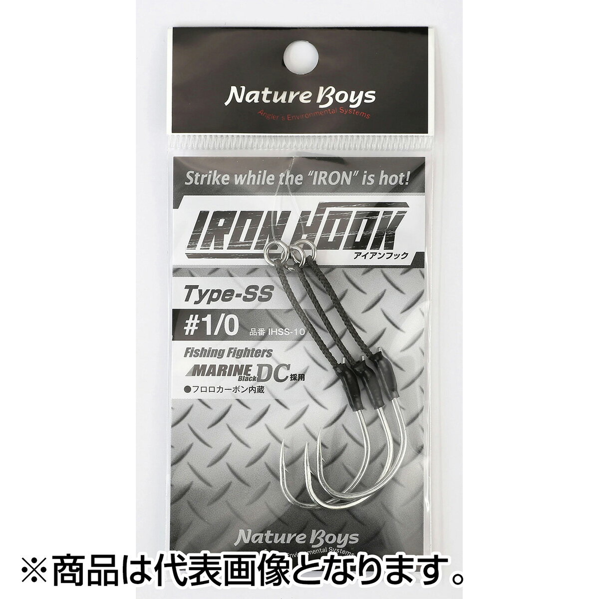 近海青物に照準を当てたセンシティブフック。IRON HOOK TYPE-SS,STはシャウト! 社製の細軸軽量フックを使用し、Nature Boysのジギングノウハウによってジグの抱き付きを極力抑えたセッティング。高強度かつ色落ちしないFishing FightersMARINASSIST DC、PCにフロロカーボンや特殊モノポリマーを内蔵。ほどよいハリで形状記憶力に優れ、シングルはもちろん、ツインフックのハリ先がきれいに内側を向く設定。リングには、丸線径で高強度な鉄腕SUS WDソリッドリングを採用。リーダーノット部の接地面積が多くなるためノット結束力を大幅に高めます。Nature Boysが自信を持ってお送りする近海青物に照準を当てたセンシティブフックの登場です。鉄腕スーパーSUS WDソリッドリング使用。SSは、MARINASSIST DCにフロロカーボン内臓。STは、MARINASSIT PC(特殊モノポリマー内臓)を使用。色落ちしないステルス性を備えたマリンブラックアシスト採用。1/0?5/0まで豊富なラインナップ。★仕様・規格・寸法★サイズ：#1/0色：ブラックスタイル：ジギング用シングルアシスト