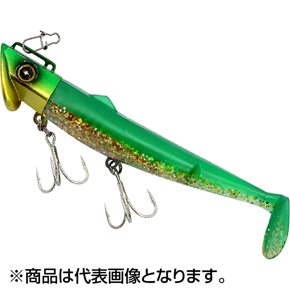誰でもカンタン「投げて巻くだけ」リップヘッドワーム大型リップを搭載することにより、ド派手な「フリフリ&ローリング」アクションを実現させたジグヘッド&ワームです。大きく水噛みのよいテール部分のフリフリアクションに、リップヘッド独自のローリングアクションをプラス。広範囲にアピールさせることができます。また、重めのウェイト設定と揚力による浮き上がり効果で、優れた中・低速レンジキープ力を誇ります。★仕様・規格・寸法★重さ：30g