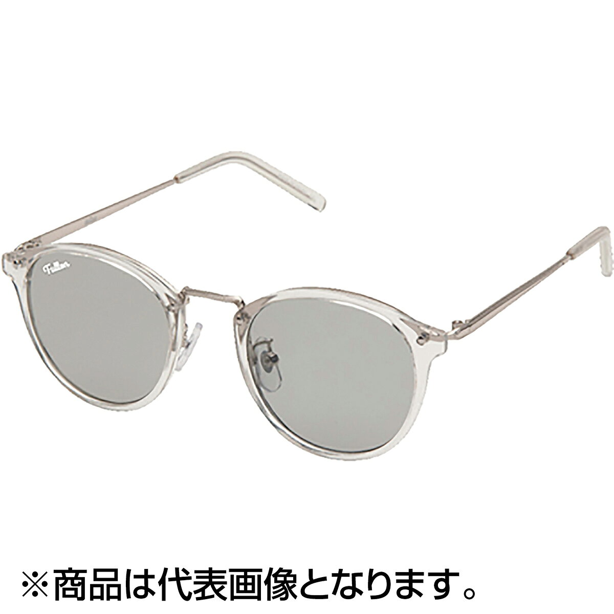 クリアなフェイスにシルバーメタルのテンプルの組み合わせ。ライトグレーの偏光レンズをセット ※右側レンズにFullonのロゴ入り※メガネ拭き兼用超繊維巾着袋付き★仕様・規格・寸法★Frame : Clear・SilverLens : Light Grey 偏光サイズレンズ：縦 約45mm× 横 約50mmブリッジ幅 約20mmテンプル長 約135mmフレーム全幅 130mm