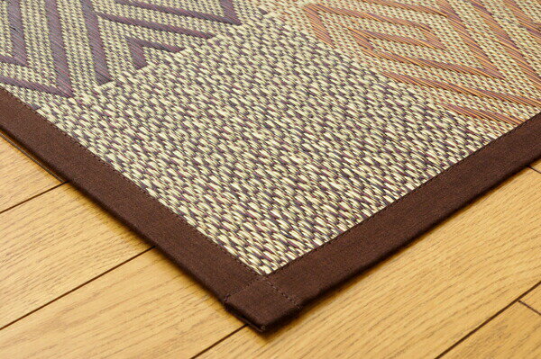 【メーカー直送】イケヒコ ラグ い草 正方形 日本製 国産い草使用 抗菌 防臭 消臭 調湿 吸湿 放湿 裏地無しタイプ 和モダン 変わり市松模様 ブラウン 江戸間4.5畳 約261×261cm｜1080270060502