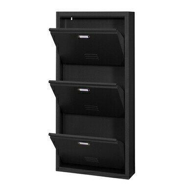 AZUMAYA(東谷) シューズラック 3段 スチール製 ハンマートーン仕上げ ブラック｜TPN-33BK