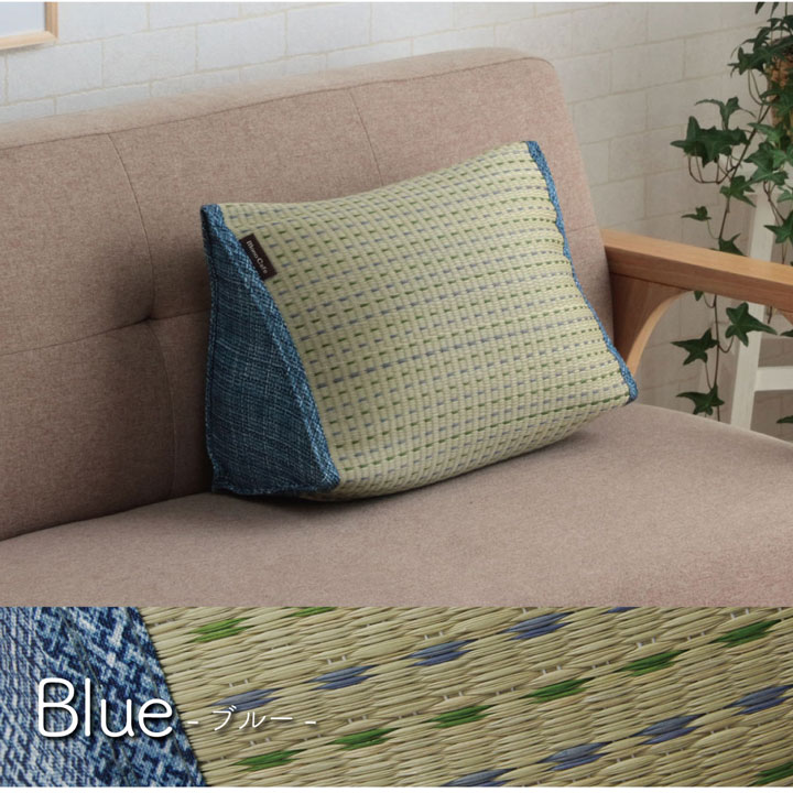 【メーカー直送】イケヒコ クッション くつろぎ い草 抗菌防臭 シンプル 小林製薬コバガード使用 約40×30×20cm ブルー|1120700042201 [2]