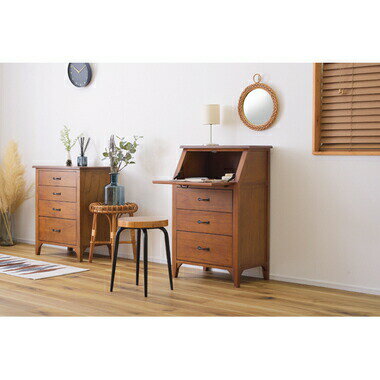 AZUMAYA(東谷) ティンバー ライティングチェスト ミニデスク ライティングビューロー 簿記机 天然木|PM-317 [3]