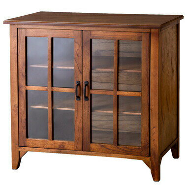 AZUMAYA(東谷) キャビネット 天然木 ミンディ ガラス扉付き 「ティンバー」｜PM-318