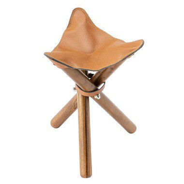 AZUMAYA(東谷) フォールディングスツール 収納袋付き 折りたたみ 木製 本革｜NW-183