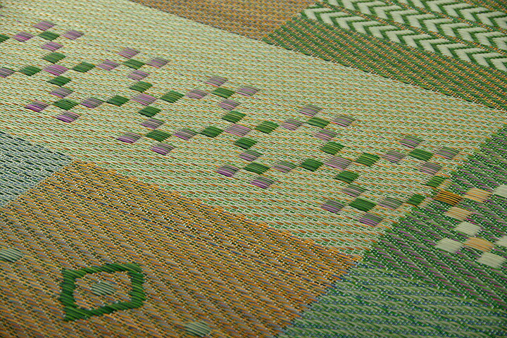 【メーカー直送】イケヒコ い草 ラグ 正方形 抗菌 防臭 消臭 裏地付き ギャッベ柄 グリーン 江戸間2畳 約174×174cm|1030290120202 [2]