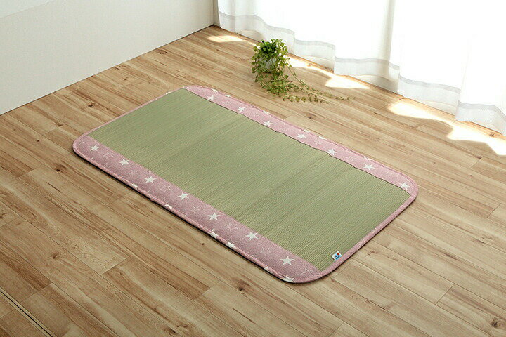 【メーカー直送】イケヒコ ベビー お昼寝い草マット 子供用 日本製 星柄 スター ピンク 約70×120cm|1121060226901