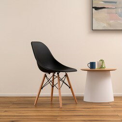 AZUMAYA(東谷) チェア 木製脚 天然木 ビーチ ポリプロピレン ブラック 「ルイス」｜CL-793CBK