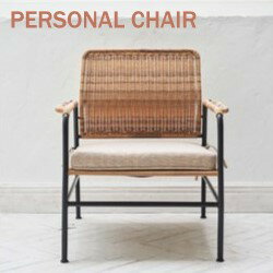 AZUMAYA(東谷) パーソナルチェア 肘付き クッション取り外し可 ポリエチレン ポリエステル スチールフ..