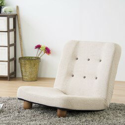 AZUMAYA(東谷) 座椅子 リクライニング 14段階 1人掛け 脚付き 木製 天然木 ファブリック座面 幅65cm ベージュ 「スマート」｜RKC-930BE