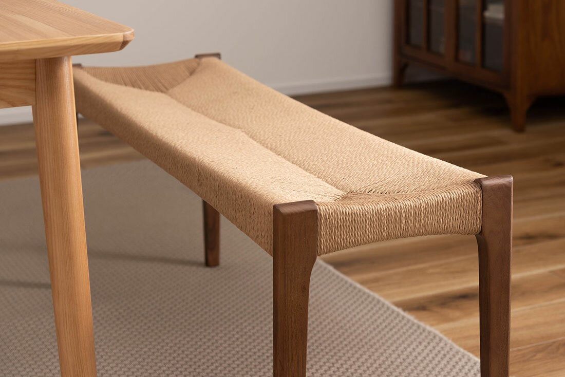 AZUMAYA(東谷) ダイニング ベンチ 高さ45 木製 天然木 ペーパーコード 軽量 北欧 ブラウン | ACE-76BR [3]