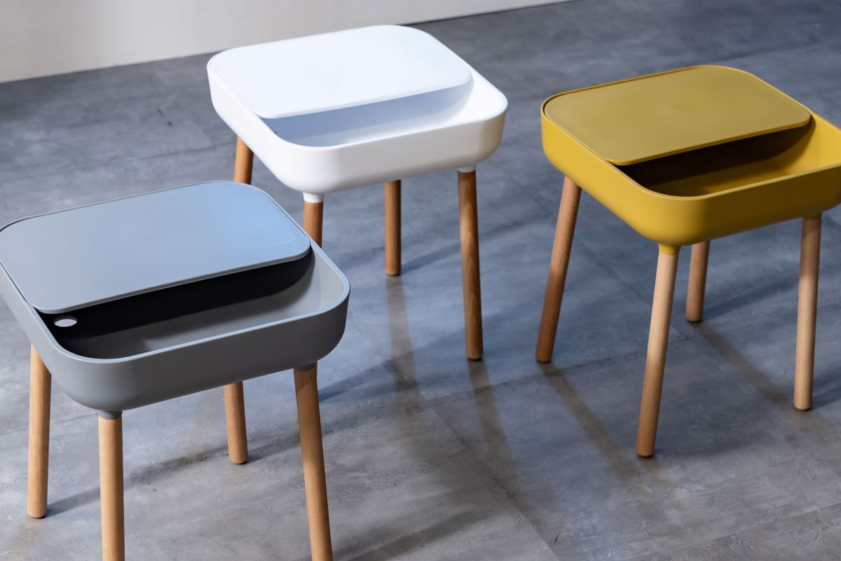 AZUMAYA(東谷) サイドテーブル コード穴付き グレー/ホワイト/イエロー 全3色｜PT-980GY｜PT-980WH｜PT-980YE