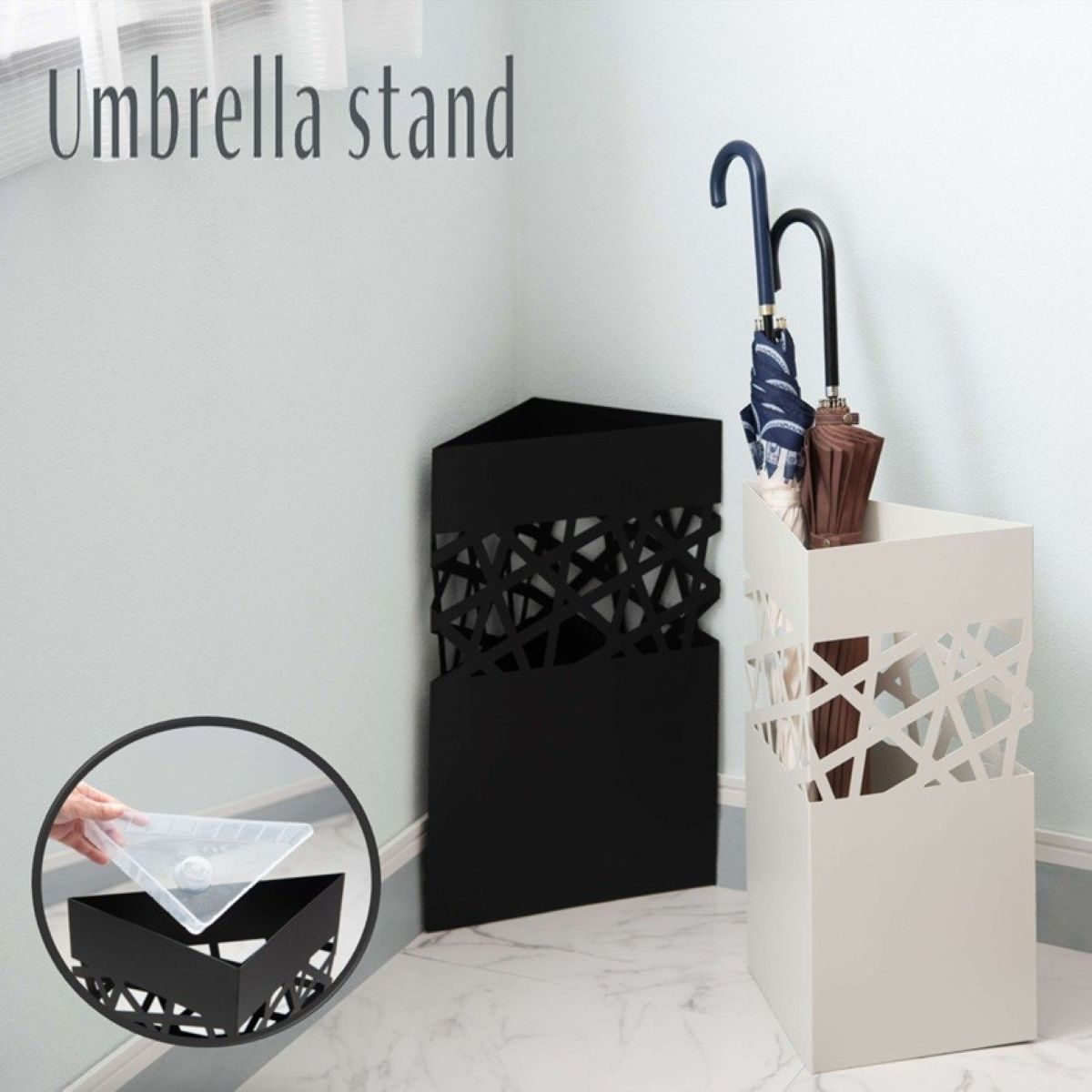 AZUMAYA (東谷) スリットデザイン コーナー傘立て ブラック/ホワイト｜LFS-189BK｜LFS-189WH
