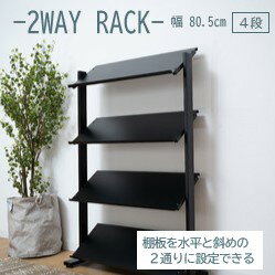樂天商城 - AZUMAYA(東谷) ラック 2WAY (棚板：水平/斜め) 棚板4段 アジャスター付 スチール ブラック｜DIS-74BK