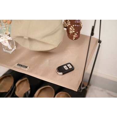 Wishop 楽天市場店のAZUMAYA(東谷) ハンギングラック キャンプ アウトドア 使用可 折りたたみ コンパクト フック付き 棚2段 スチール ポリエステル ベージュ｜MIP-72BE｜アングル3