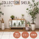 AZUMAYA(東谷) コレクションケース ロータイプ 2段 可動棚 強化ガラス ミラー 木製 ナチュラル|PT-613NA(3)