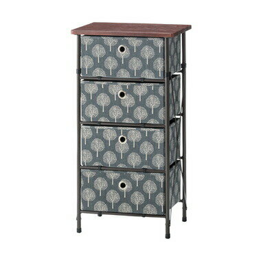 AZUMAYA(東谷) 簡単組立チェスト 引出し4杯 北欧風 スチール ポリエステル グレー｜LFS-654GY