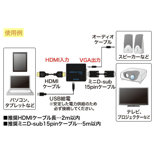 【お取り寄せ】 サンワサプライ HDMI信号VGA変換コンバーター | VGA-CVHD1 3