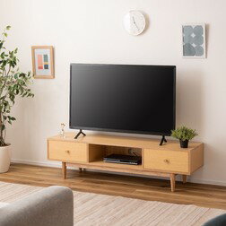 Rakuten - AZUMAYA(東谷) TVボード 引出し2杯 木製 天然木 アッシュ 天然木化粧繊維板 コード穴1か所 幅150cm｜ HOT-538NA