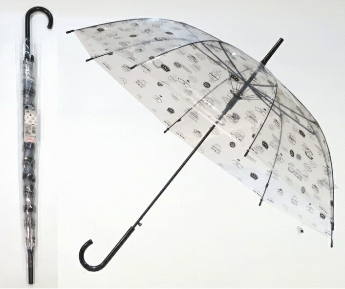 プリントジャンプ傘60cm　48個セット　　かさ カサ ビニール傘 ビニガサ 透明傘 雨傘 雨具 透明窓 軽量..