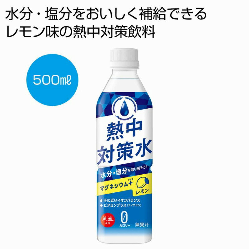 天塩使用 熱中対策水 レモン500ml　72個セット　　対策 熱中症 暑さ対策 発熱 レジャー アウトドア 運動会 携帯用 夏 猛暑 安い 激安 景品 粗品 販促品 ノベルティ プチギフト まとめ買い 来場 記念品