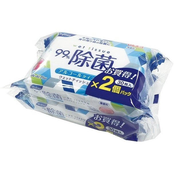 リファイン おでかけウェットティッシュ30枚2P アルコール除菌　　ティッシュ ウエットティッシュ お手拭き レジャー 除菌 衛生 消耗品 ★ロット割れ不可　108個単位でご注文願います 216個単位で送料無料（北海道・沖縄・離島は別途）